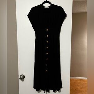 Black Button-Down Midi Dress